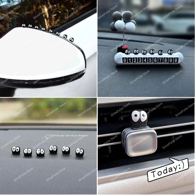 Soot Sprite Car Charms – Kawaii Anime Dashboard Mirror Decor for Fans