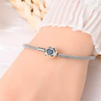 925 Sterling Silver Charm Bracelet – Adjustable Green Zircon for Birthday Gifts