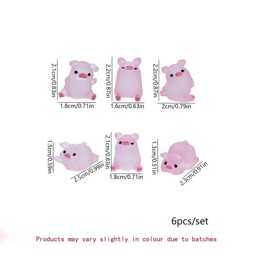 Glow-in-the-Dark Resin Piggy Ornaments – Miniature Decor for DIY Crafts