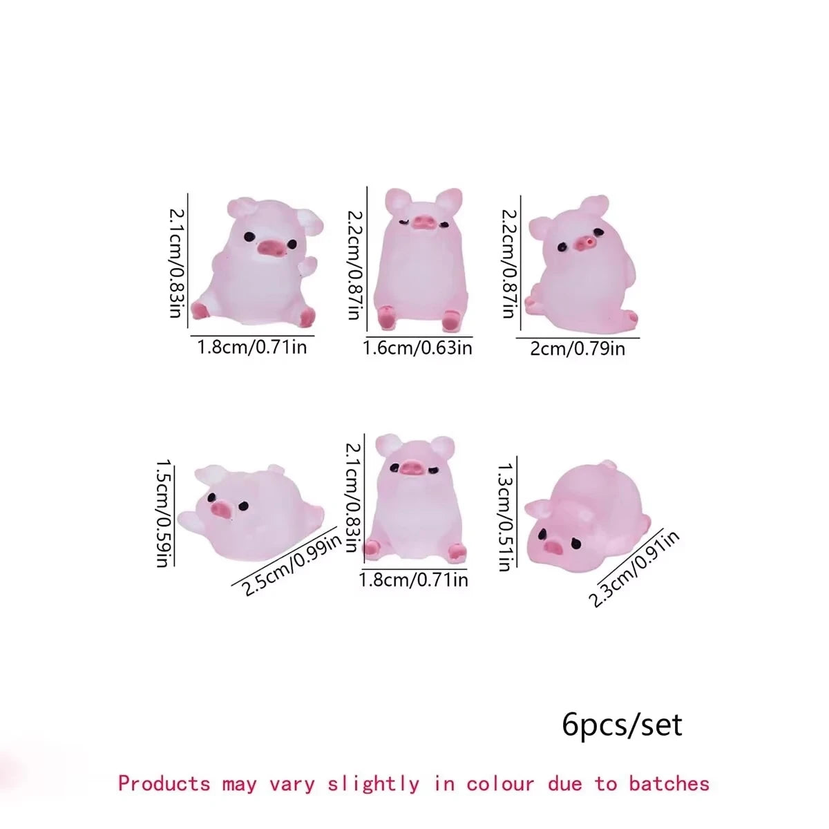 Glow-in-the-Dark Resin Piggy Ornaments – Miniature Decor for DIY Crafts