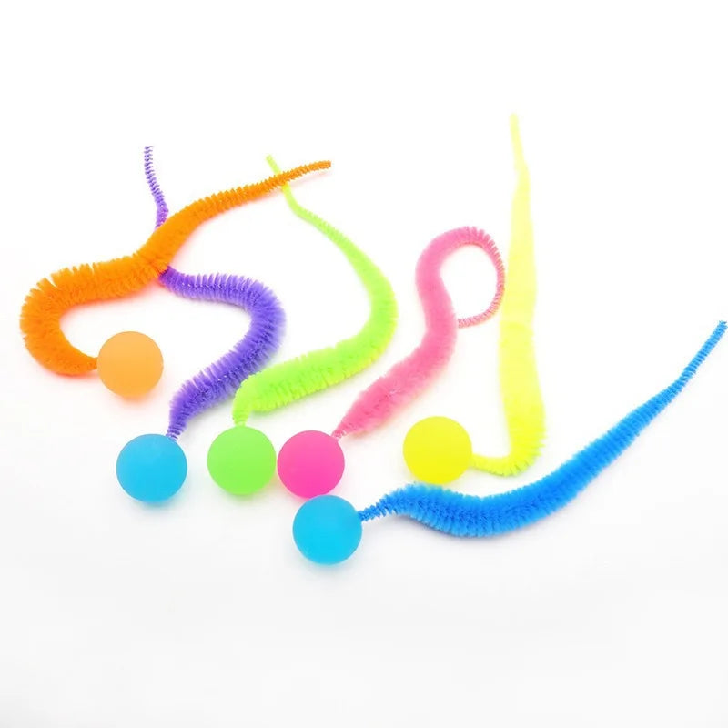 Interactive Cat Worm Toy – Colorful Elastic Teaser for Indoor Pet Play