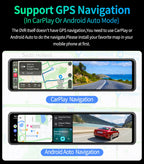 12-Inch 4K Mirror Dash Cam – Wireless CarPlay Android Auto for Car Navigation