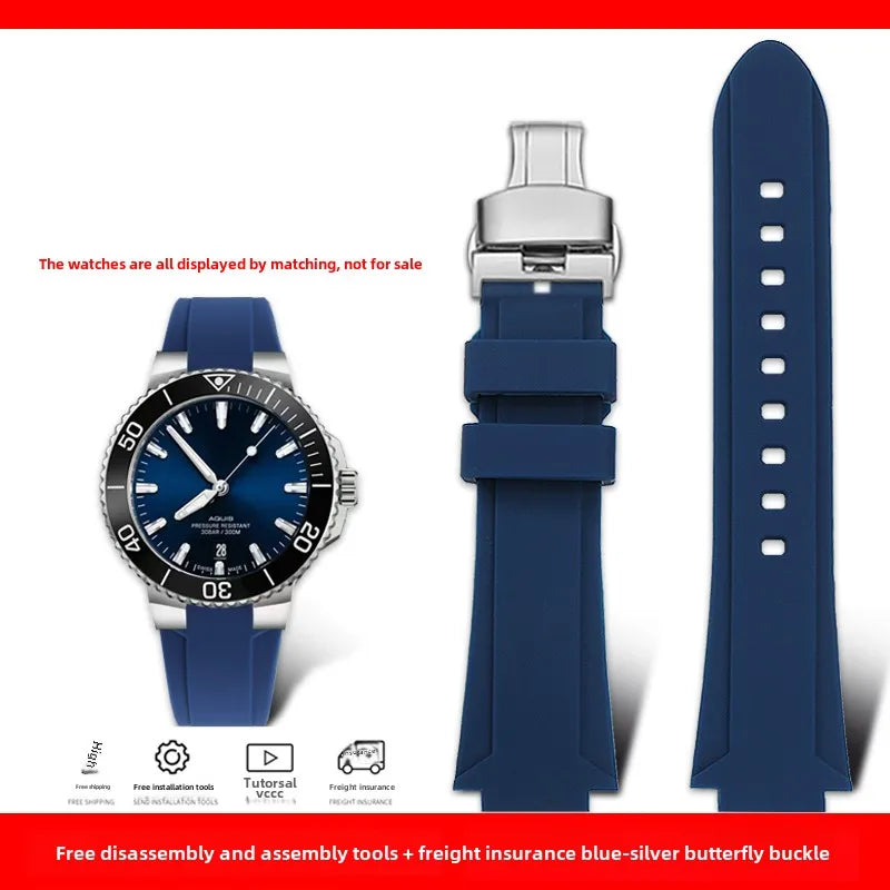 Rubber Watch Strap – Silicone Diving Band for Oris Aquis Series