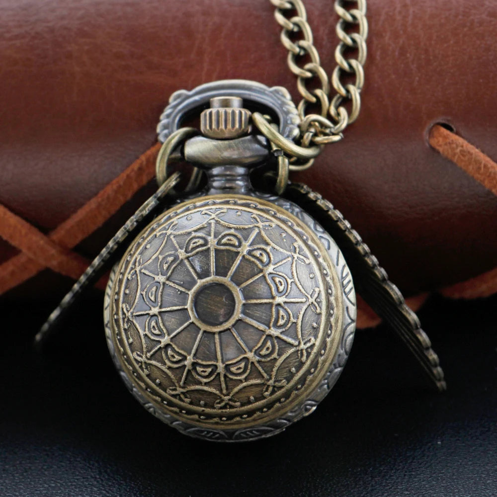 Vintage Gold Fairy Ball Quartz Pocket Watch – Pendant Necklace Gift