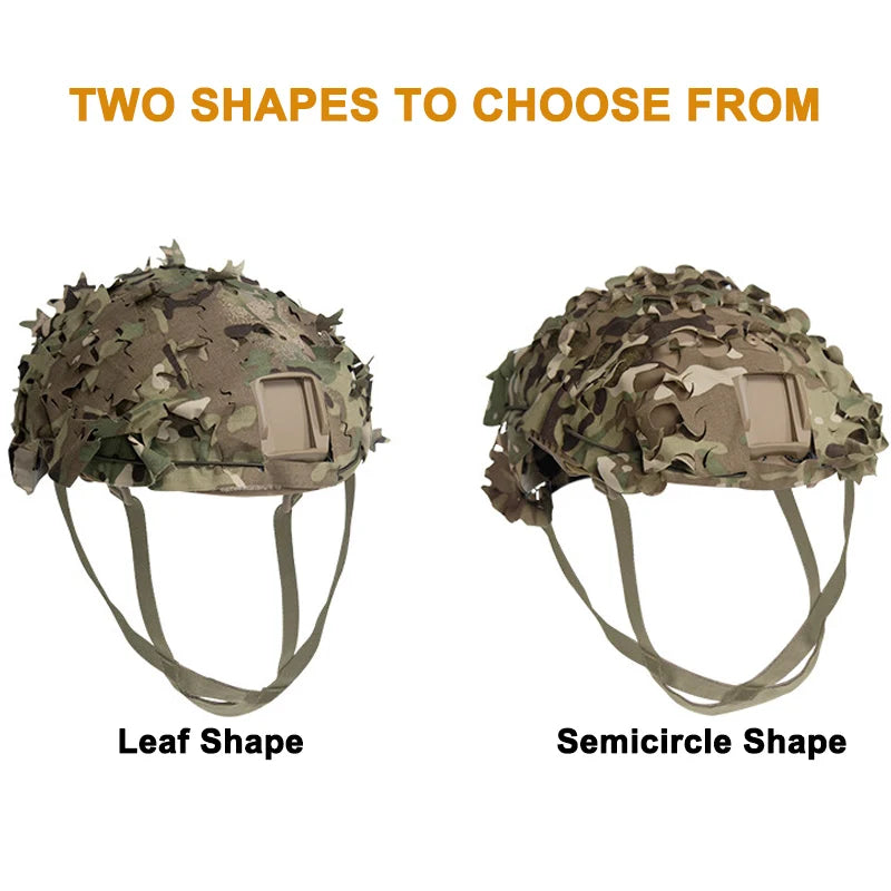 3D Camo Mesh Helmet Cover – Laser Cut Leaf Accessory for Airsoft and Hunting