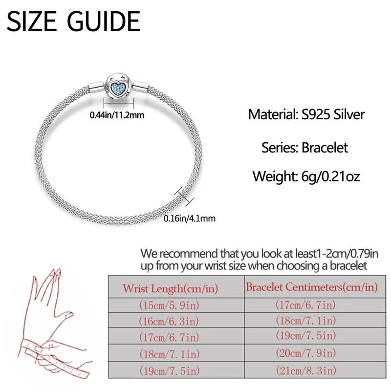 925 Sterling Silver Charm Bracelet – Adjustable Green Zircon for Birthday Gifts