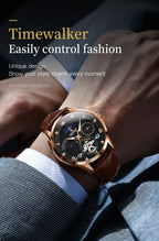 OLEVS Automatic Mechanical Watch – Leather Strap Flywheel for Business Casual