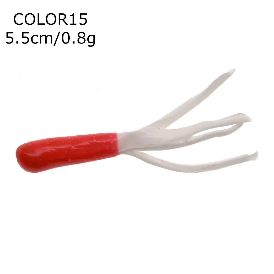 Soft Silicone Tube Worm Lure – 5cm Micro Bait for Bass Perch and Trout Fishing
