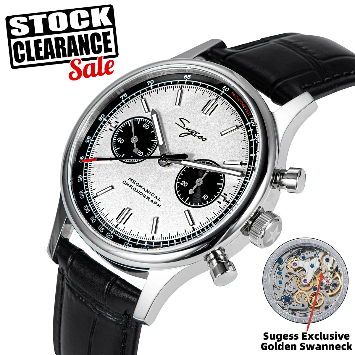 Sugess 1963 Mechanical Chronograph Watch – Sapphire Pilot Style for Men