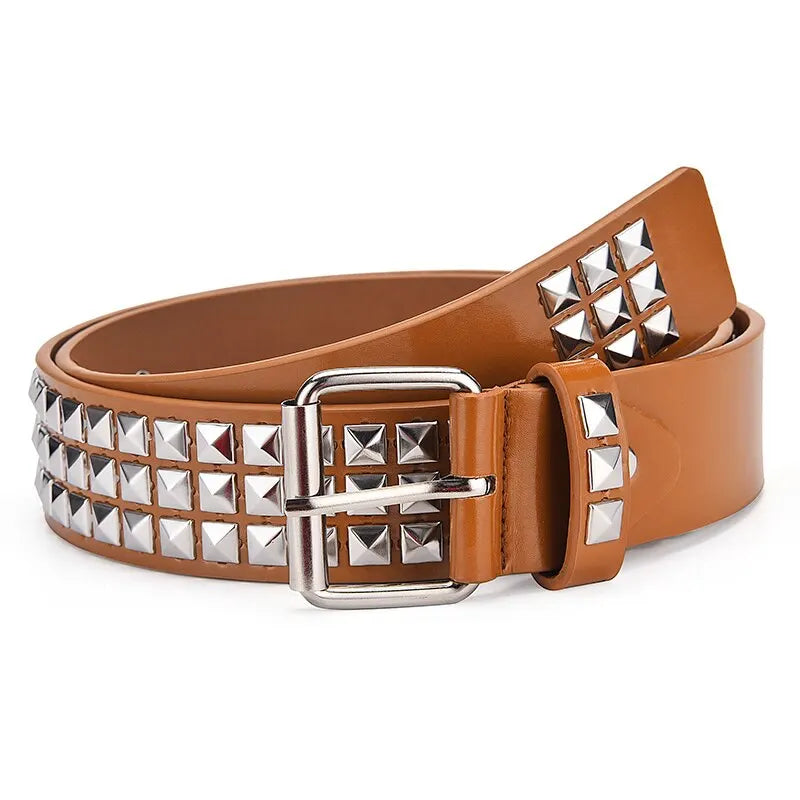 Punk Pyramid Rivet Belt – Metal Studded Hardware for Unisex Y2K Fashion