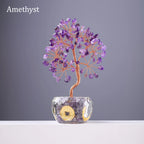 Natural Crystal Tree of Life Ornament – Crushed Stone Decor for Home Office