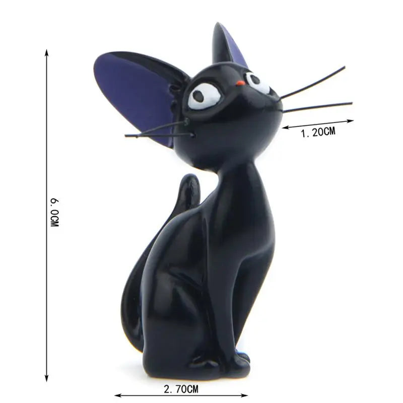 Black Cat Resin Miniature – Kawaii Anime Figurine for Fairy Garden Decor