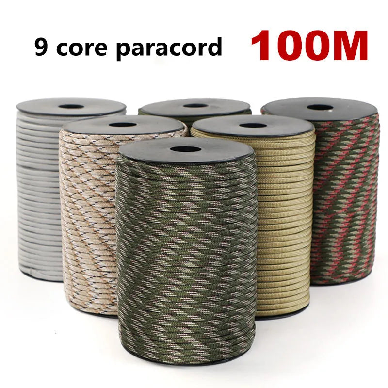 9-Core Paracord Rope – 4mm Military Standard for Outdoor Survival