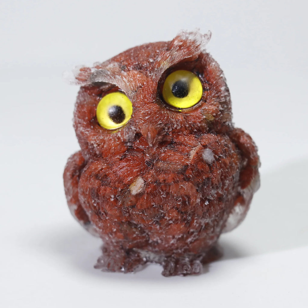 Crystal Owl Ornament – Natural Gemstone Figurine for Home Decor and Aquarium