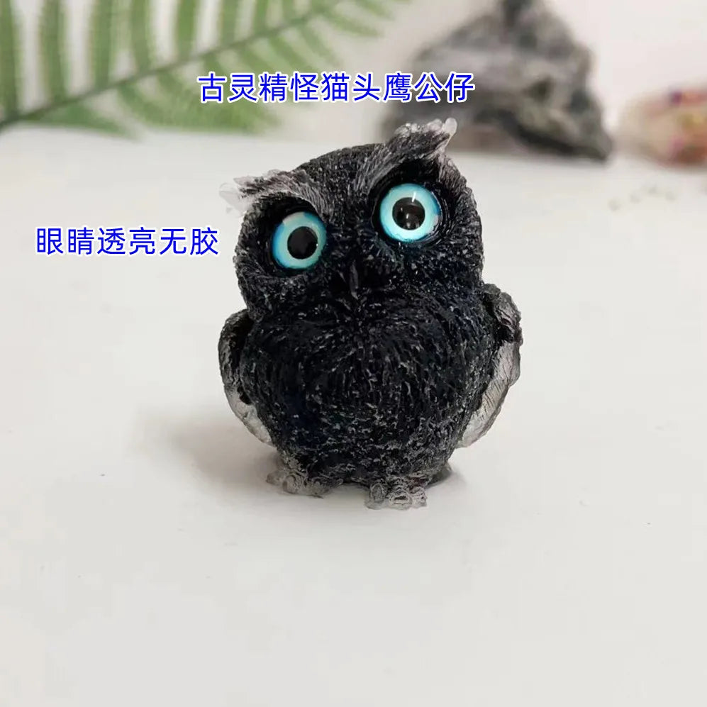 Crystal Owl Ornament – Natural Gemstone Figurine for Home Decor and Aquarium