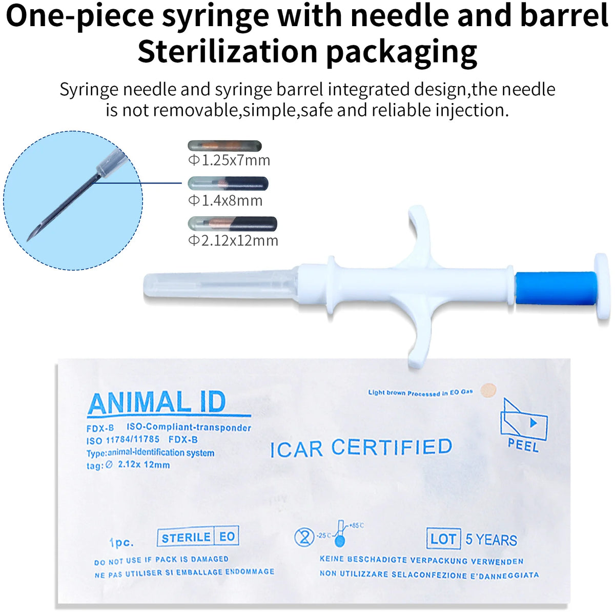 RFID Pet Microchip Syringe – 134.2KHz FDX-B ID Tag for Dogs Cats and Horses