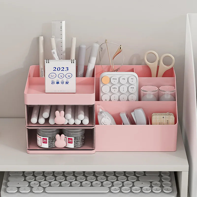 Transparent Cosmetic Organizer – Desktop Storage Drawers for Office Desks