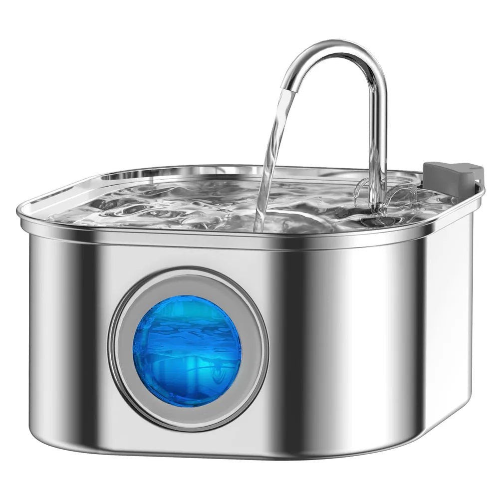 Stainless Steel Pet Water Fountain – 3.2L Automatic Dispenser for Cats and Dogs
