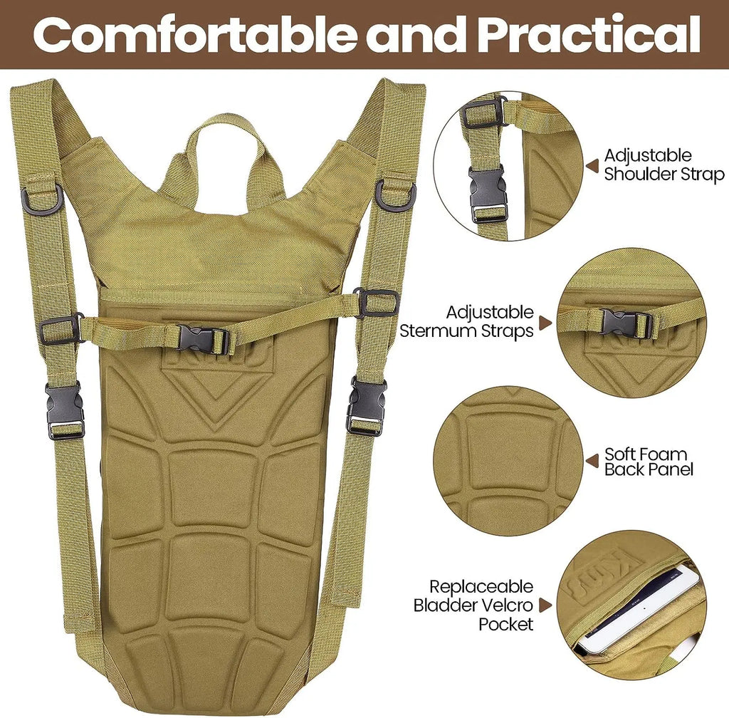 Waterproof Nylon Hydration Backpack – 3L Water Bladder for Hiking and Cycling
