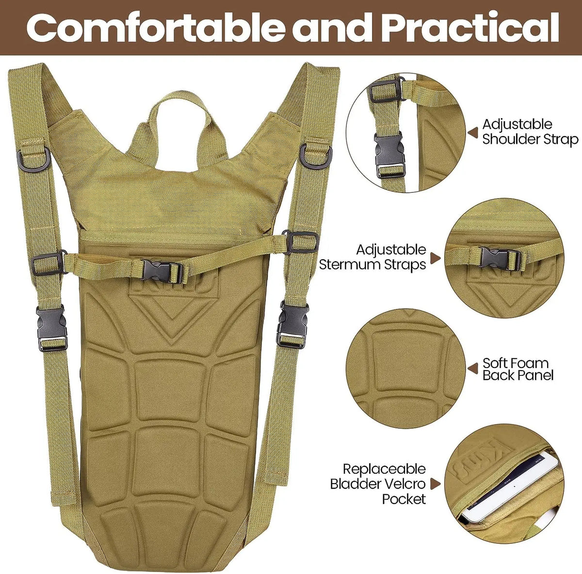 Waterproof Nylon Hydration Backpack – 3L Water Bladder for Hiking and Cycling