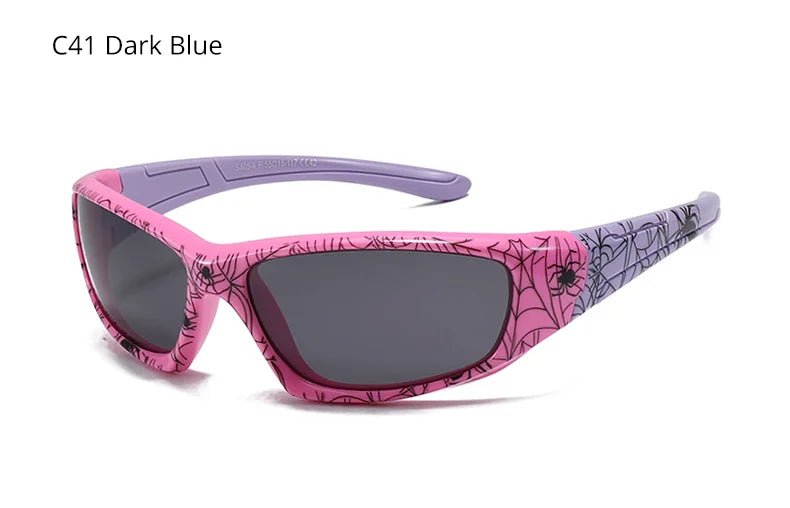 Polarized Spider Web Kids Sunglasses – UV400 Outdoor Sport Shades for 3-9y