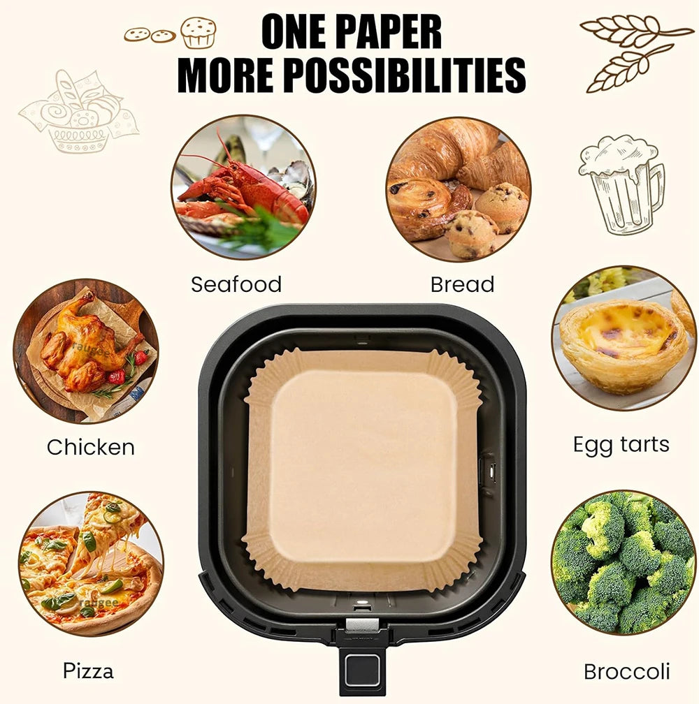 Disposable Air Fryer Liners – Non-Stick Paper Sheets for Baking and Roasting