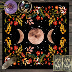 Moonlight Flower Tarot Tablecloth – Velvet Altar Mat for Witchcraft Rituals