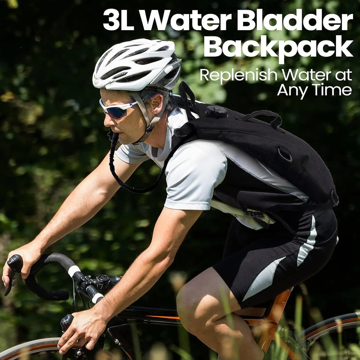 Waterproof Nylon Hydration Backpack – 3L Water Bladder for Hiking and Cycling