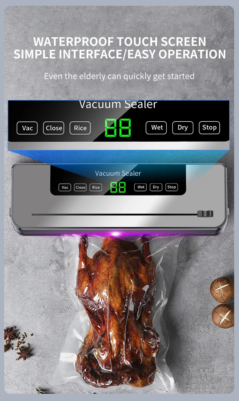 Electric Vacuum Sealer – UV Sterilization with Cutter for Food Storage