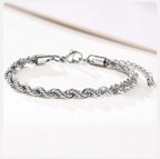 Stainless Steel Rope Chain Bracelet – Unisex Twisted Link Jewelry for Gift