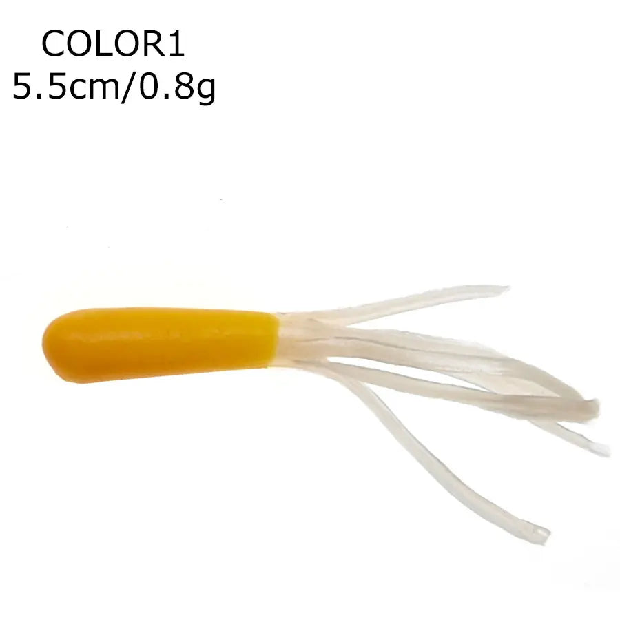 Soft Silicone Tube Worm Lure – 5cm Micro Bait for Bass Perch and Trout Fishing