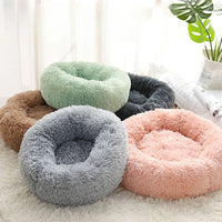 Plush Round Pet Bed – Warm Detachable Washable Nest for Cats and Small Dogs