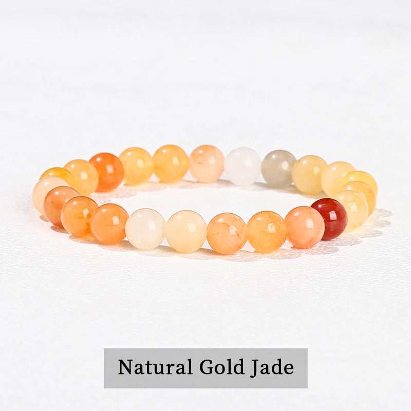 Natural Stone Bead Bracelet – Healing Crystal Gemstone Jewelry for Men and Women