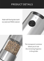 Electric Salt and Pepper Grinder – Adjustable LED Mill for Kitchen Cooking