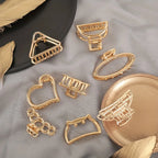 Gold Metal Heart Hair Claw Clips – Non Slip Geometric Barrettes for Daily Wear