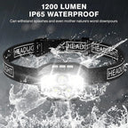 Rechargeable LED Headlamp – Motion Sensor Waterproof Light for Outdoor Camping