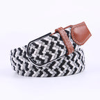 Woven Elastic Canvas Belt – Stretch Braided Buckle Strap for Casual Jeans