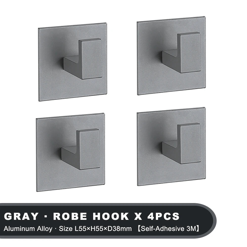 Adhesive Wall Hooks – Heavy Duty Black Hangers for Bathroom and Kitchen