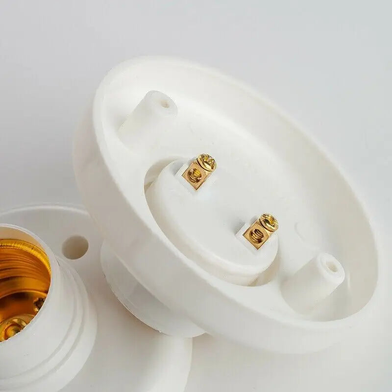 E27 Ceiling Light Socket – White Screw Base Holder for Home Lighting