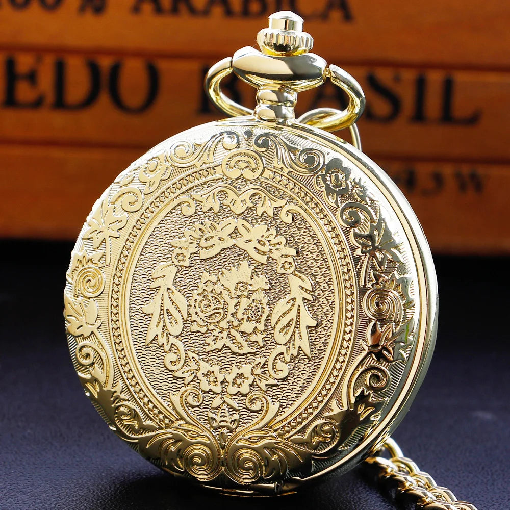 Vintage Gold Quartz Pocket Watch – Minimalist Necklace for Unique Gifts