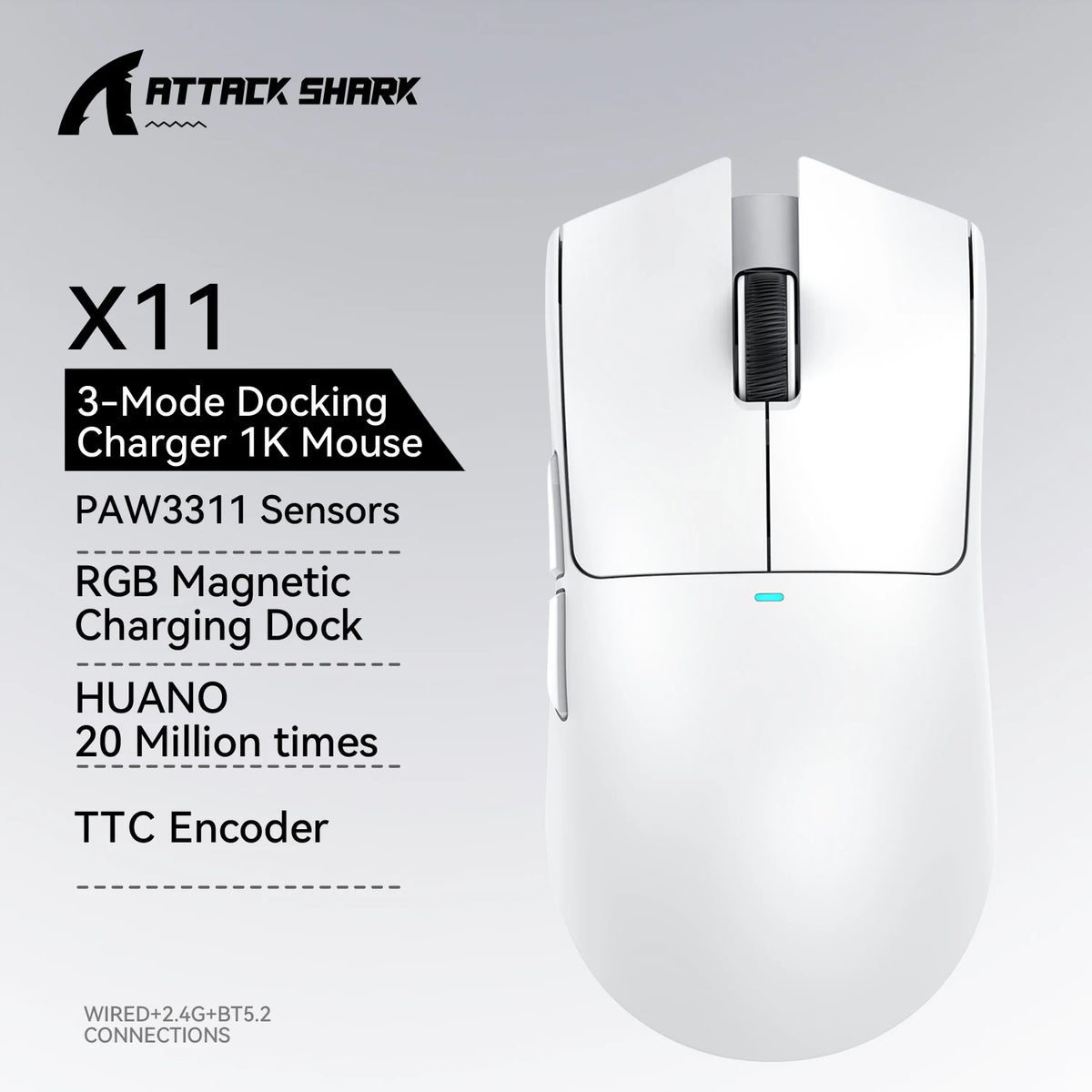 Wireless Gaming Mouse – PAW3311 RGB Optical Sensor for PC Esports