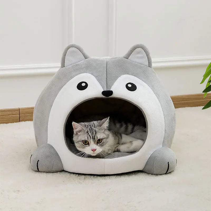 Plush Cat Bed Cave – Soft Pet Lounger for Small Dogs and Kittens