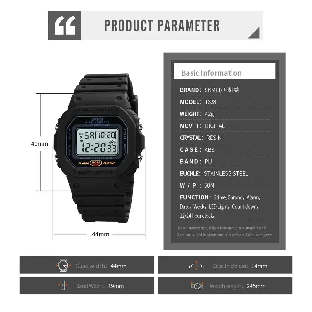 Digital Sport Watch – Multifunctional Retro Timepiece for Men