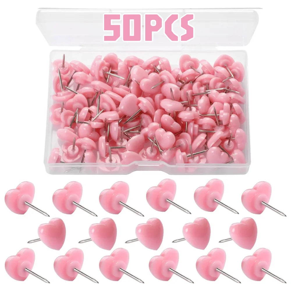 Heart Push Pins – Decorative Red Thumbtacks for Cork Boards and Office Decor