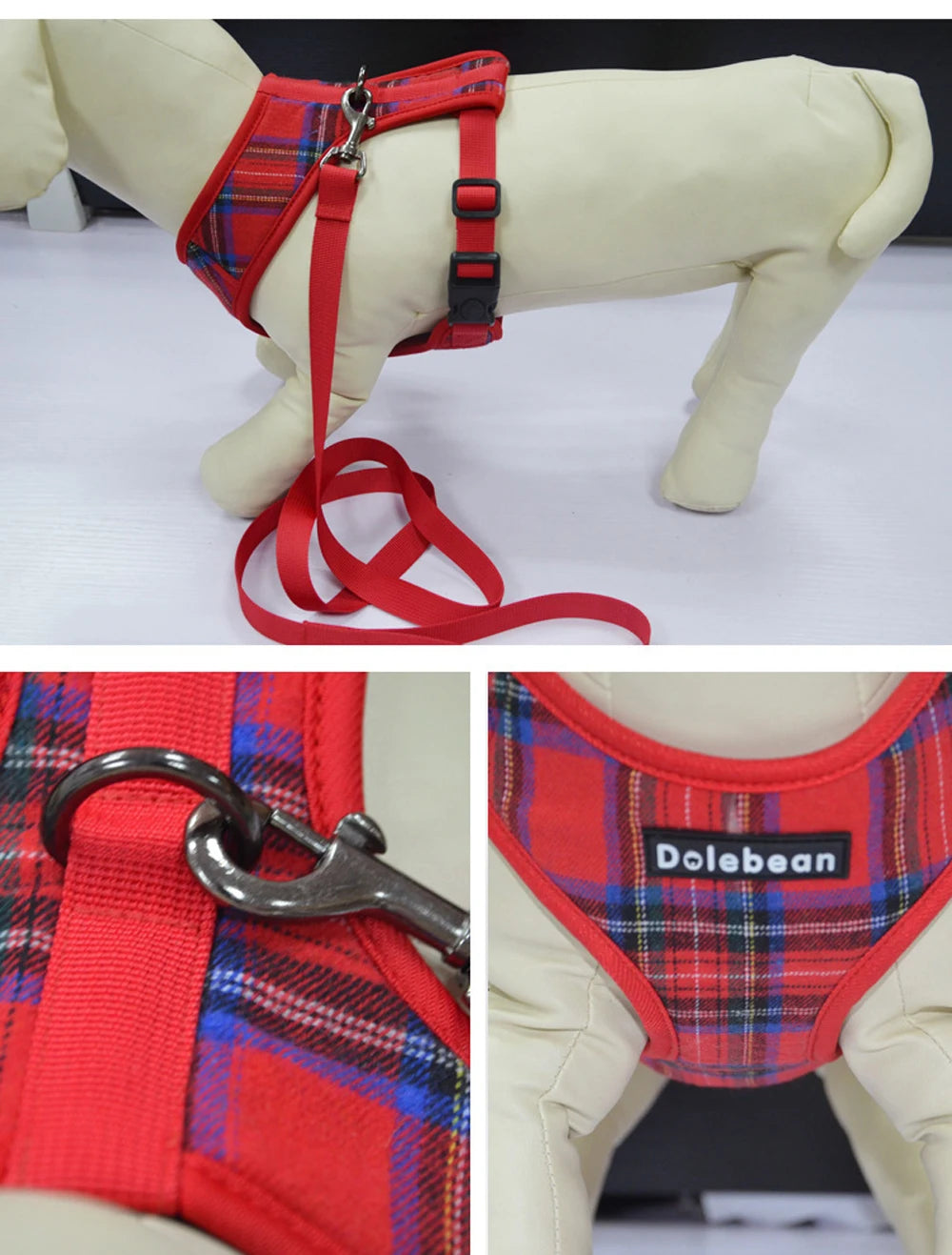 Plaid Pet Harness Leash Set – Adjustable Vest for Small Dogs and Cats