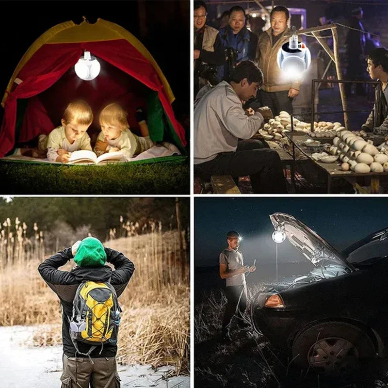Portable Solar LED Folding Lantern – USB Rechargeable for Camping Emergency