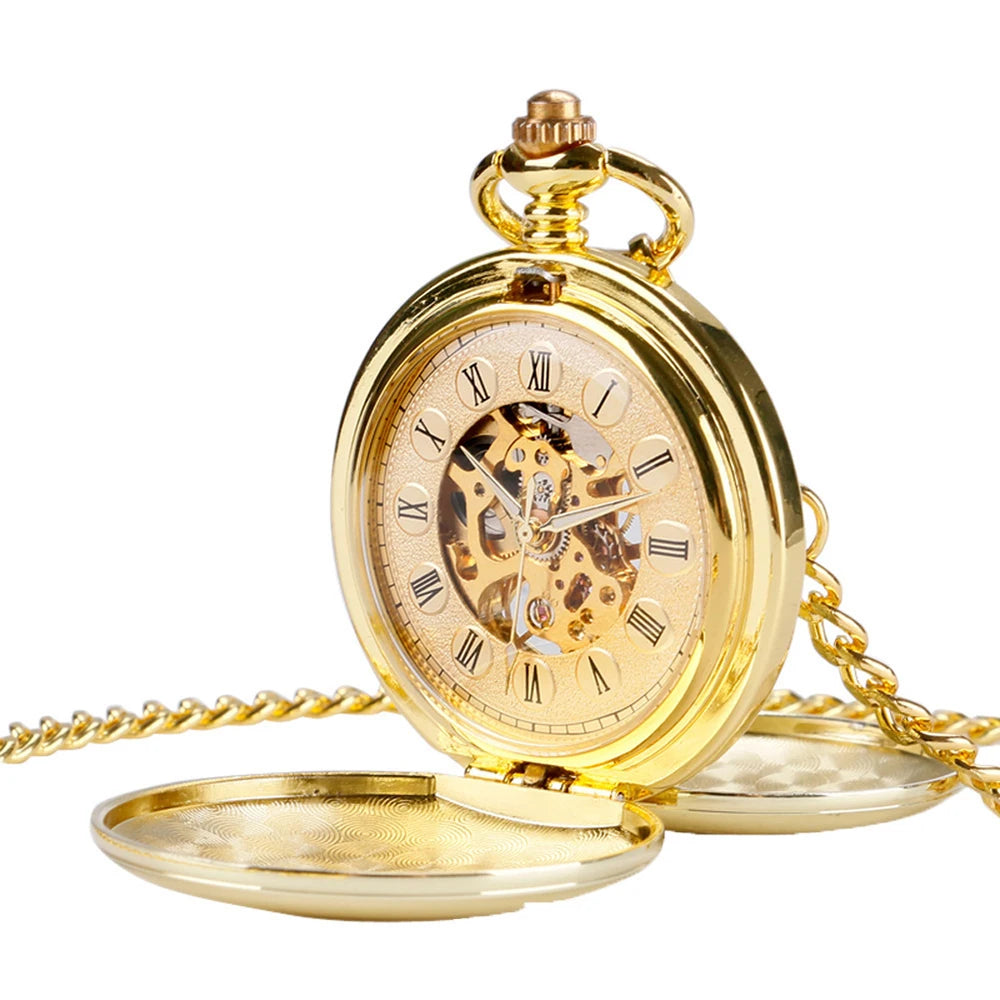 Mechanical Pocket Watch – Hollow Roman Numeral Dial for Men and Women