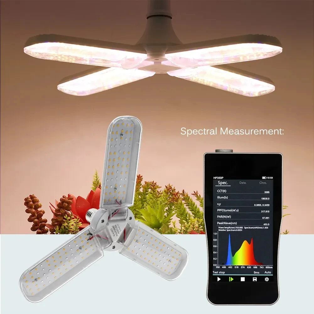 Foldable LED Grow Light – Full Spectrum E27 Bulb for Indoor Plant Seedlings