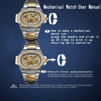 Skeleton Automatic Watch – Luxury Stainless Steel Diamond for Men