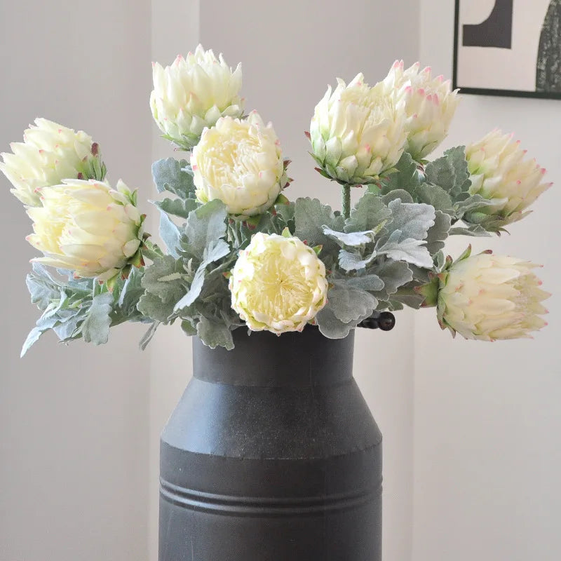 Artificial King Protea Flower – 25 Inch Faux Botanical for Home Wedding Decor